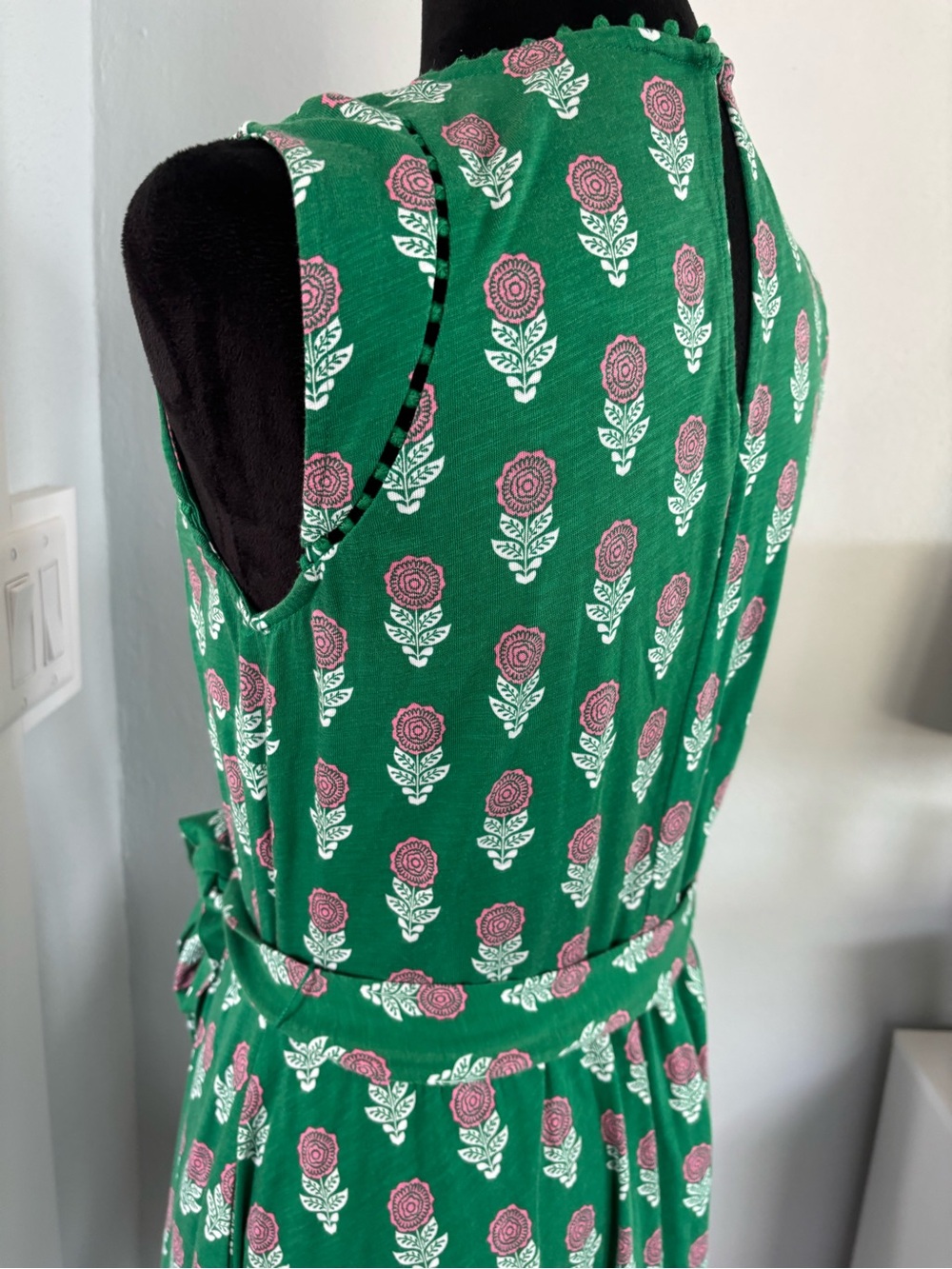 Boden Green Floral Tie-Waist Sleeveless Dress - Picture 9 of 9